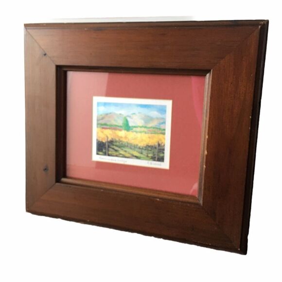 Artist Signed EB Webb Bernardus Lodge Watercolor in Matted Wood Frame - Picture 6 of 14